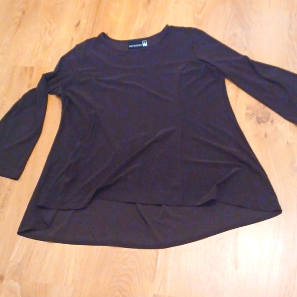 Marc Anthony L Top Hi-low Scoop Neckkline Flared Sleeves Womens Polyester Brown